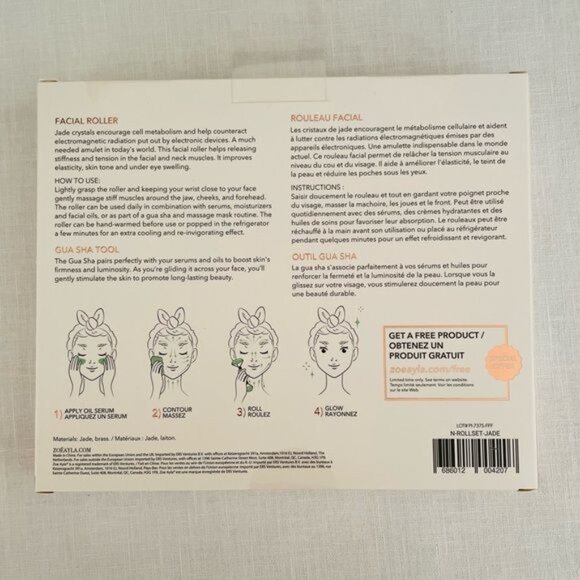 Zoe Ayla Jade Facial Roller and Gua Sha Set Firms and Brightens Natural Skincare - Picture 6 of 9